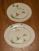 Two Royal Doulton Series Ware Graduated Meat Plates, 'The Coppice', showing pheasants in flight;