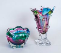 Murano 1970's Art Studio Multi - Coloured Glass Vases ( 2 ) In Total. Excellent Quality and