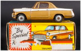 Corgi Toys No 231 Triumph Herald Coupe, White/Gold Body, Complete With Blue/Yellow Picture Card Box,