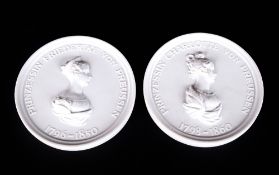 A Fine Pair of Meissen Bisque Medallions of Princess Friederike Von Preussen 1796-1850 and