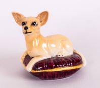 Beswick Dog Figure ' Chihuahua ' Lying on Cushion. Model Num.2454. Designer Albert Hallam. 2.75