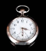 Swiss - Antique and Fine - Silver Open Faced Chronometer Pocket Watch. White Porcelain Dial,