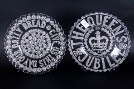 Two Various Late 19thC Pressed Glass Bread Plates, one commemorating the Golden Jubilee of Queen