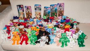 Large Collection Of Small Size TY Beanie Bears All with tags including America, Germany, Ireland,