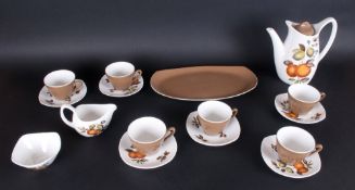 Midwinter Stylecraft ( 16 ) Piece Coffee Service ' Oranges and Lemons ' Pattern. 6 Cups and Saucers,