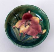 Moorcroft Small Footed Bowl 'Orchids' Design circa 1950's. 3'' in diameter. Excellent Condition in