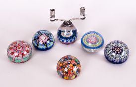 Strathearn Glass Paperweights - Collection of Six. c.1960's. Comprises - Cartwheel Millefiori