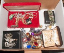 Mixed Lot Of Costume Jewellery, Comprising Brooches, Necklaces, Pendants, Earrings etc. Odd Silver