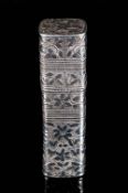 Turkish - Ornate Antique Silver Lipstick Holder with Embossed Floral Decoration to Body of Holder.