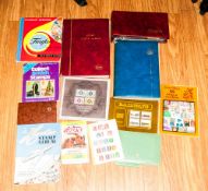 Rucksack Of Schoolboy Type Stamp Albums, some covers, presentation packs and loose.