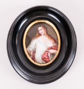 Finely Decorated Antique Hand Painted Oval Porcelain Plaque in the manner of K.P.M depicting a