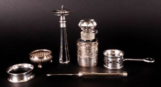 Antique Collection of Hallmarked Silver Items ( 6 ) In Total, Comprises Silver and Glass Perfume