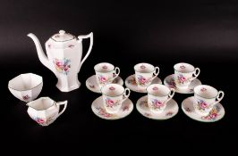 Shelley 1930's 15 Piece Coffee Set ' Warwick Rose ' Pattern Num 2250, Dainty Shape. Pink Roses -