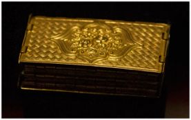 Gilt Brass Avery Needle Case, rectangular, six-fold concertina type, the front and back with a