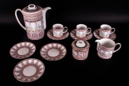 Susie Cooper 1902-1995 Part 12 Piece Bone China Coffee Service ' Classic Vista ' Pattern C990.