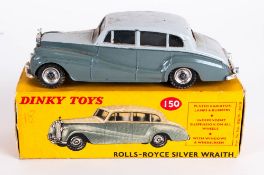 Dinky Toys No 150 Rolls - Royce Silver Wraith Diecast Model. Two Tone Grey Body, Suspension, Spun