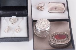 Small Collection of Silver and White Metal comprising miniature hallmarked silver topped glass