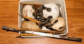 Set of Four Wood 1930's Jazz Band - Bongo Bongo Drum Kit Bells, with Chrome Attachments and Horn.