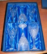 A Boxed Set of Rockingham Crystal Wine Glasses.
