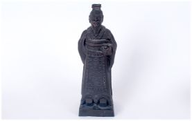 Oriental Black Basalt Temple Figure