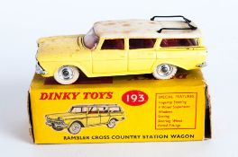 Dinky Toys No 193 Rambler Cross Country Station Wagon Diecast Model. Lemon with white roof  -