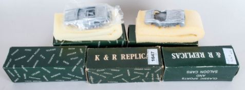 K&R Replicas Collection Of 5 Cars Comprising KR75 Triumph Herald 12/50 Sunroof Open, KR9 Triumph TR5