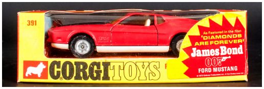 Corgi Toys Whizzwheels No 391 Ford Mustang Mach 1 Model, Red Body, Complete With Red/Yellow Box,