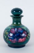 Moorcroft 'Anemone' Pattern Perfume Flask and Stopper, burgundy, royal blue and cream anemones on