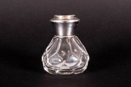George V Silver and Tortoiseshell Topped Glass Perfume Bottle. Hallmark Birmingham 1924. Height 2.25