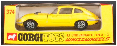 Corgi Toys Whizzwheels No 374 4.2 Litre Jaguar 'E' Type 2+2 Model, Yellow Body, Complete With Red/