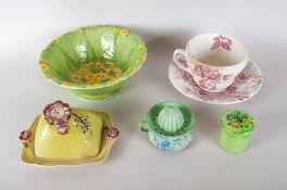 Collection of Items comprising Shelley Lemon Squeezer, Carlton Ware cheese dish and other art