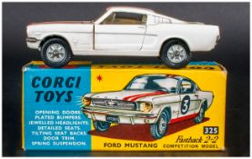 Corgi Toys No 325 Ford Mustang Fastback 2+2 Competition Model, White/Red Body, Complete With Blue/