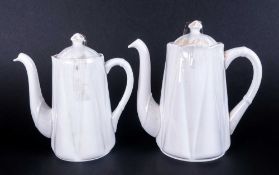 Shelley Ornate White China Ware Coffee Pot & Hot Water Jug.