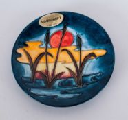 Moorcroft Circular Pin Dish 'Reeds At Sunset' Design Issued 1987-90. 4.75'' in diameter. Excellent