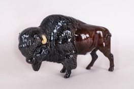 Beswick Wild Animal Figure ' Bison ' Model Num.1019. Designer A. Gredington. Issued 1945-1973.