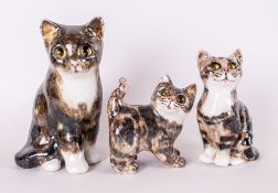 Winstanley Kitten/Cat Figure With Glass Eyes, 3 intotal. Various sizes and positions. All in