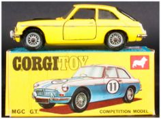 Corgi Toys No 345 MGC G.T Competition Model, Yellow & Black Body, Complete With Blue/Yellow