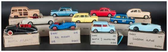 Dinky Collection Of 10 Loose Cars Comprising Number 199 Austin 7 Countryman, 184 Volvo 1225, 194