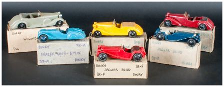 Dinky Collection Of 6 Loose Cars Comprising Number 38A Frazer-Nash BMW, 38B Sunbeam Talbot, 38C