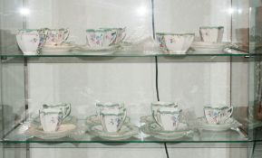 Shelley Art Deco 37 Piece Tea-Set. c.1930's ' Tall Bushes and Flowers ' Pattern No.11677. Queen Anne