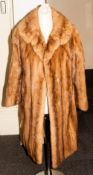 Ladies Three Quarter Length Mink Coat, fully lined. Hook & Loop Fastenings, slit pockets. Collar