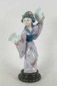 Lladro Japanese Figure ' Madame Butterfly ' Model Num.4991. Issued 1978, Height 11.75 Inches. Mint