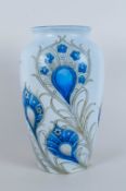 William Moorcroft Signed Vase ' Peacock Feathers ' Design. c.1935. Signed to Underside In Blue.