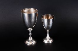 George V Silver Goblet Of Plain Form raised on a circular stepped base. Hallmark London 1919, 3ozs