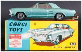 Corgi Toys No 245 Buick Riviera Model, Metallic Green Body, Complete With Blue/Yellow Picture Card