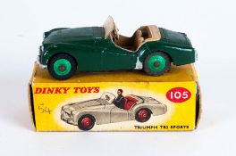 Dinky Toys No 105 Triumph TR2 Sports Diecast Model. Complete With Picture Card Box,