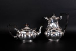 George V Fine Silver Matching Shaped Tea Pot and Coffee Pot with Fluted and Ribbed Body. Hallmark