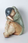 Lladro - Early 1970's Gres Figure ' Eskimo Boy ' Sleeping Model Num.2007. Issued 1970, Designer Juan