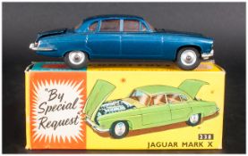 Corgi Toys No 238 Jaguar Mark X, Metallic Deep Blue Body, Complete With Blue/Yellow Picture Card