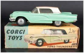 Corgi Toys No 214 Ford Thunderbird Car Model Green Body, White Roof, Complete With Blue/Yellow